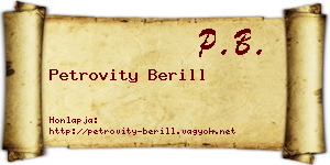 Petrovity Berill névjegykártya